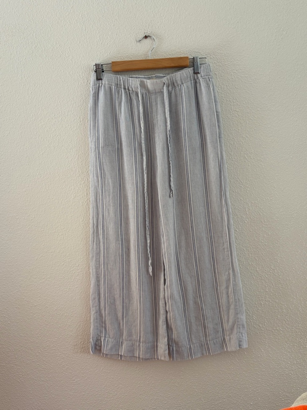 Marine Layer Light Gray Striped Wide Leg Pants